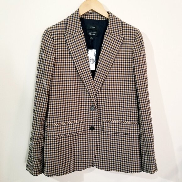 NWT – J Crew Women's Plaid Italian Stretch Wool Blazer – Tollegno 1900 – 8 TALL - Picture 1 of 14